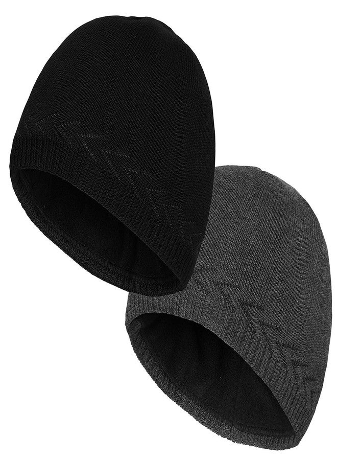 OMECHY Mens Winter Warm Knitting Hats Plain Skull Beanie Cuff Toboggan Knit Cap - Image 1